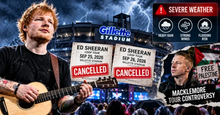 Ed Sheeran Cancels US Concerts Due to Storm Warning Amid Macklemore Controversy