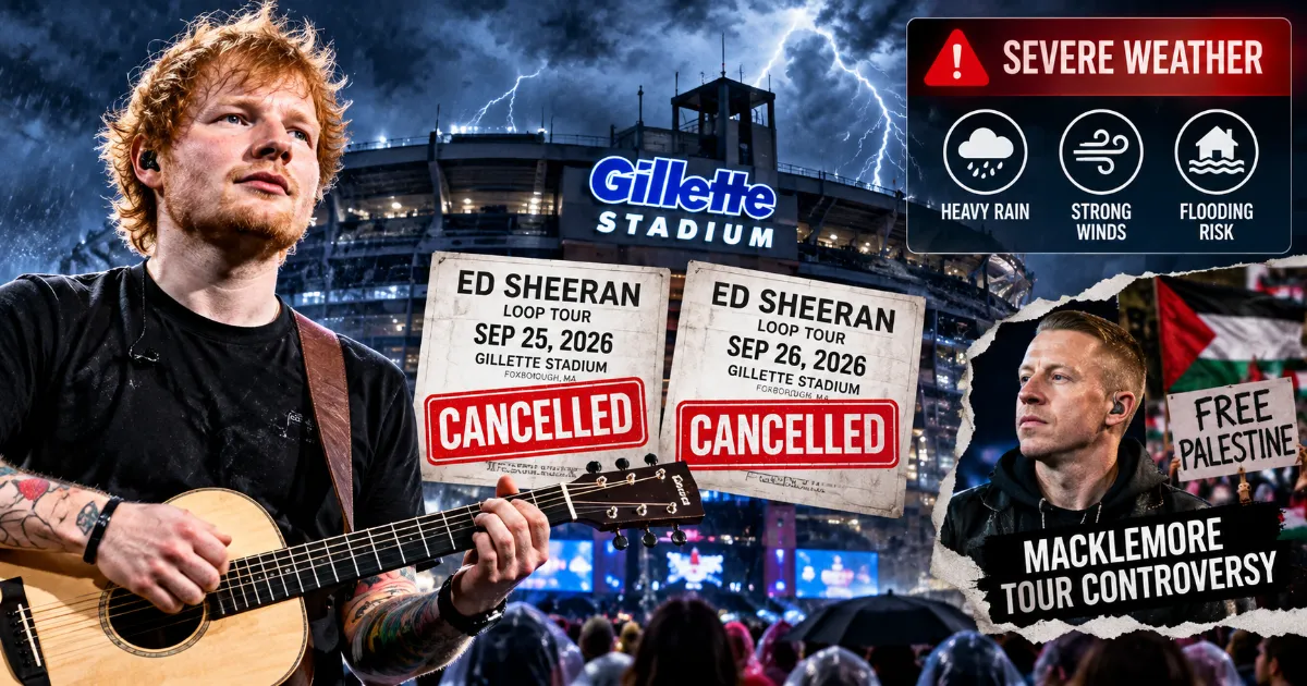 Ed Sheeran Cancels US Concerts Due to Storm Warning Amid Macklemore Controversy